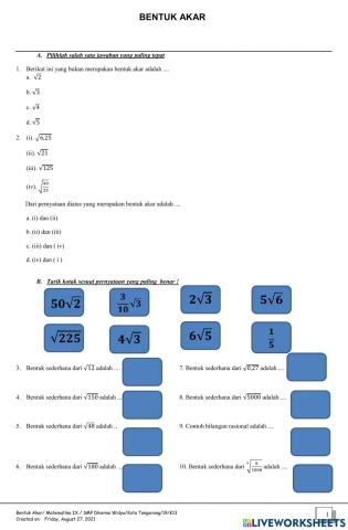 Bentuk Akar