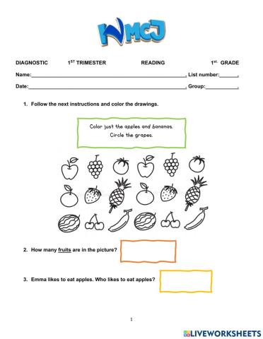 Diagnostic test - First grade