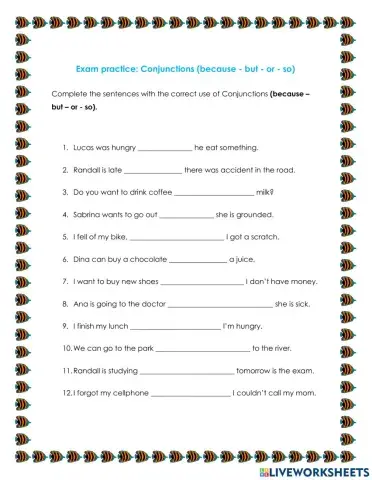 Conjunctions (because - but - or - so)