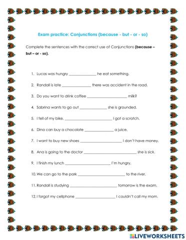 Conjunctions (because - but - or - so)