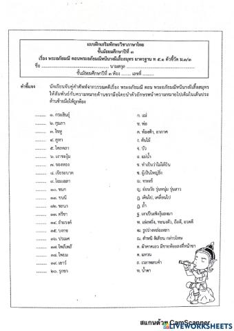 คำศัพท์เรื่องพระอภัยมณี ตอนพระอภัยหนีผีเสื้อสมุทร