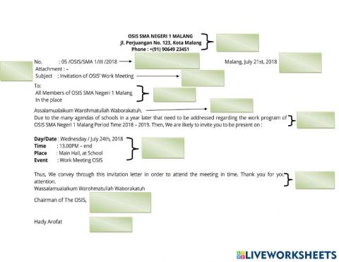 Identifying Generic Structure of Formal Invitation Letter