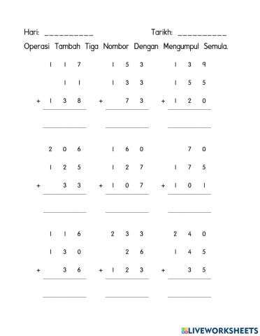 Operasi Tambah Mengumpul Semula