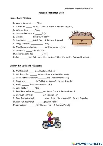 Wiederholung - Personalpronomen