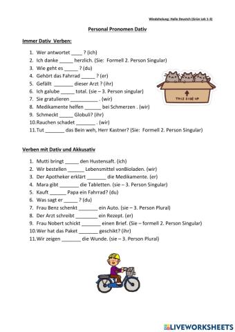 Wiederholung - Personalpronomen