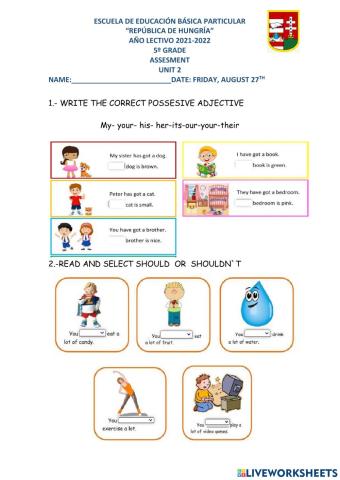 Assesment unit 2 5º grade