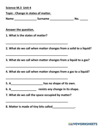 Change in states of matter