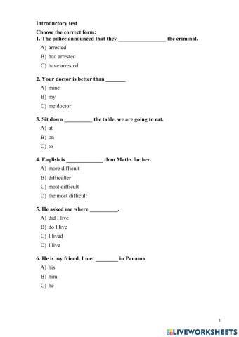 Introductory test