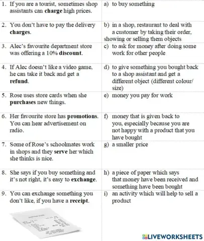 Prepare 5 unit 1 vocabulary shopping