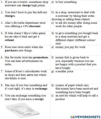 Prepare 5 unit 1 vocabulary shopping