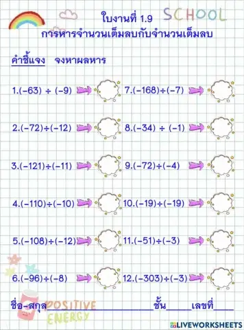 การหารจำนวนเต็มลบกับเต็มลบ