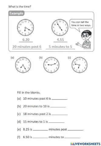 Tell time past or to