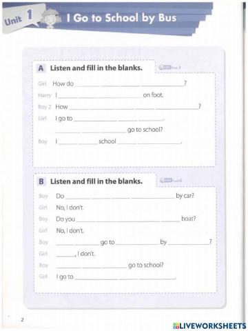 Unit 1.I go to school by bus