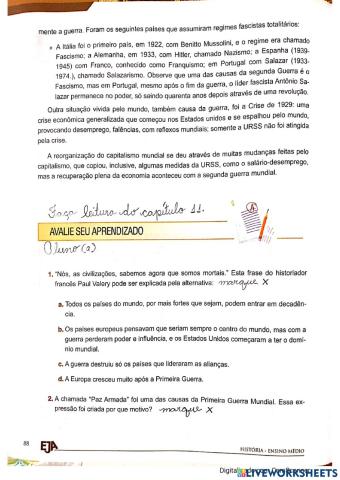 Primeira Guerra, Revolução Russa e Regimes totalitários.