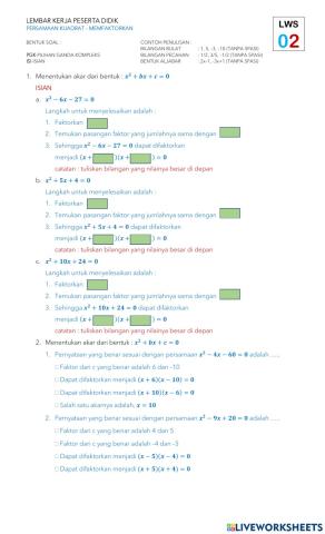 LWS 02 Memfaktorkan