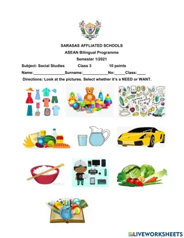 Basic needs (Needs and Wants)