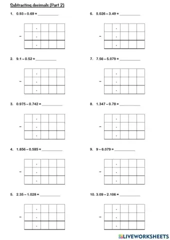 Subtracting Decimals