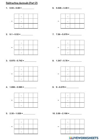 Subtracting Decimals