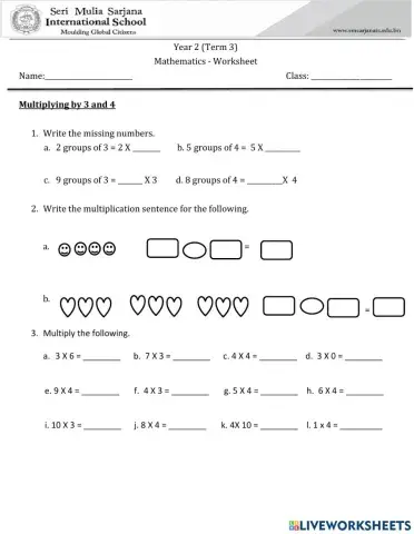 Multiplying by 3 and 4