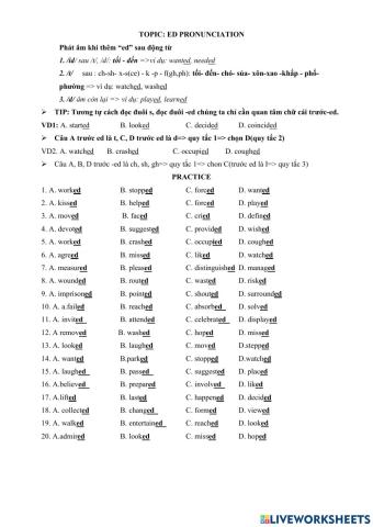 Grade 9- ED pronunciation