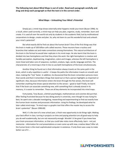 Mind-maps: unleashing your mind's potential (JIGSAW READING)