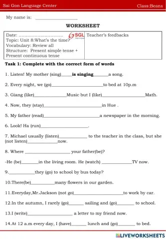 Present simple tense and present continuous tense