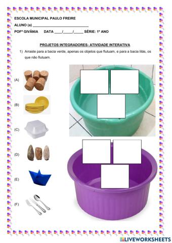 Atividade interativa de arte Flutua ou nao?