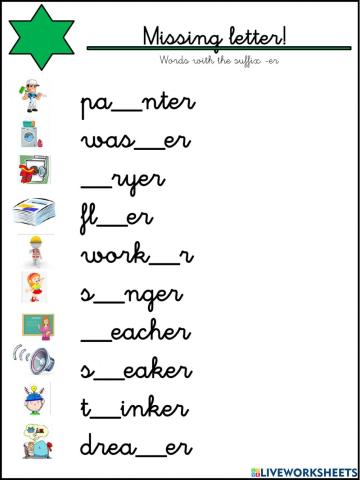 Words with the suffix -er