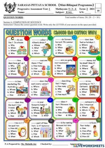 P.A 1- TERM 2- Question Words