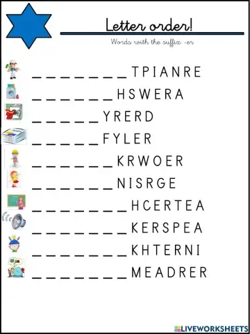 Words with the suffix -er