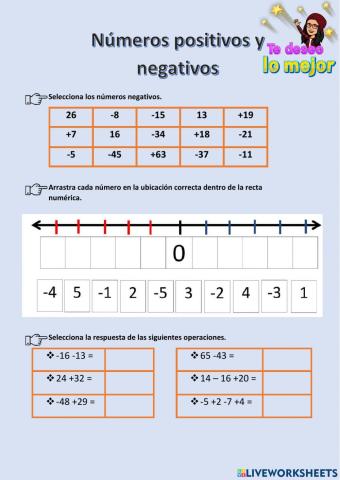 Números positivos y negativo