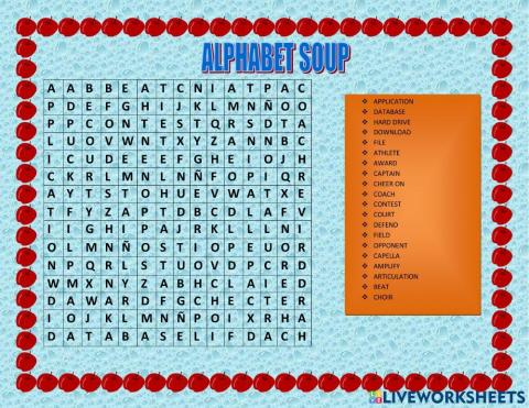 Sopa de letras de inglés -)