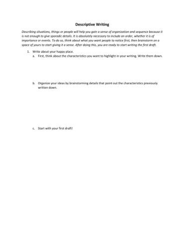 Descrptive writing