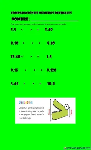 Comparación de números decimales