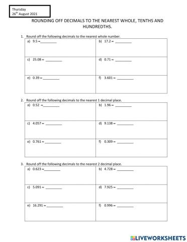 Rounding off decimals