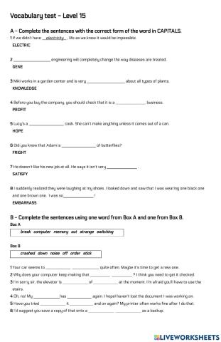 Vocabulary test Level 15