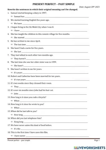 Grade 7 - PRESENT PERFECT - SIMPLE PAST