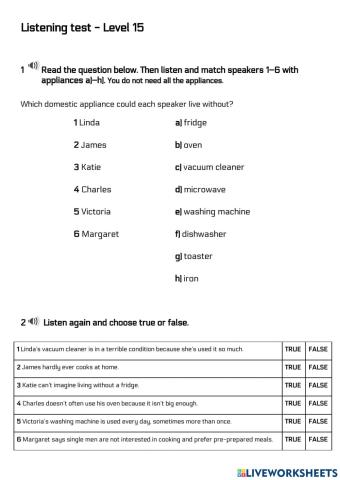 Listening test level 15