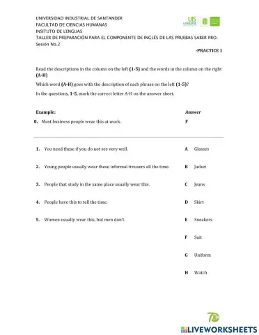 Reading part 2 - practice