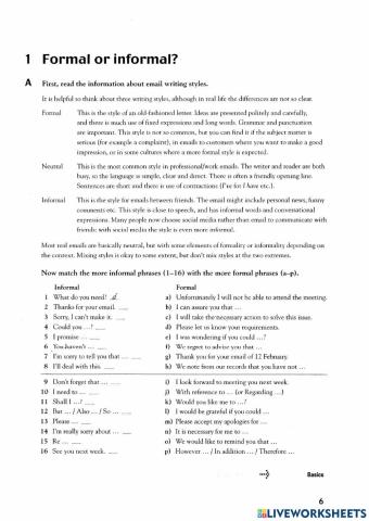 Formal or Informal + Opening and Closing an email