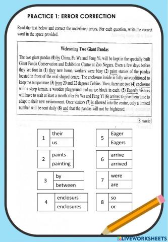 Error correction form 1