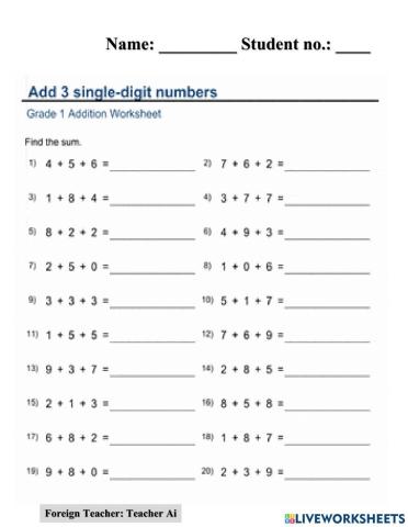 Adding 3x (1-Digit number)