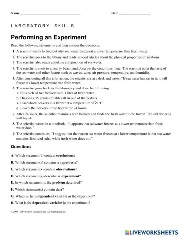 Performing an Experiment