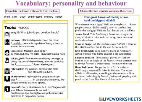Vocabulary-Personality and behaviour