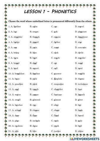 Phonetics - Worksheet 1