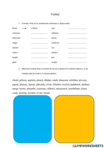 Verbul, exerciţii de identificare