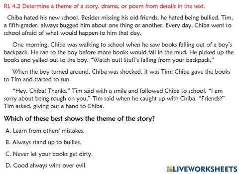 BES Thursday Do Now RL 4.2