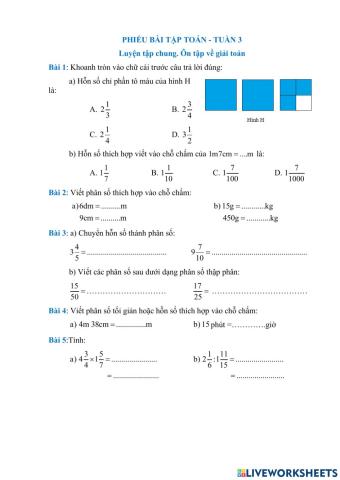 Ôn tập toán lớp 5 tuần 3