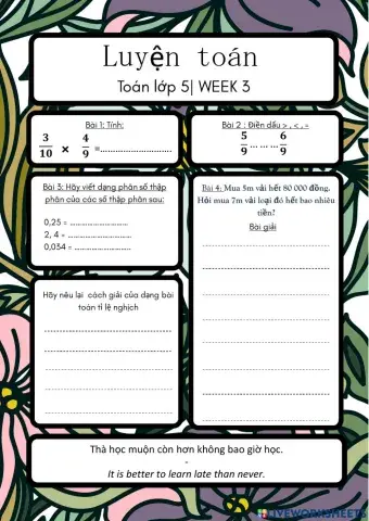 Ôn tập toán lớp 5 tuần 3