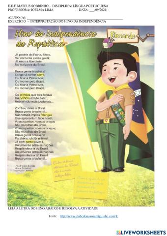 Atividade - hino da independência